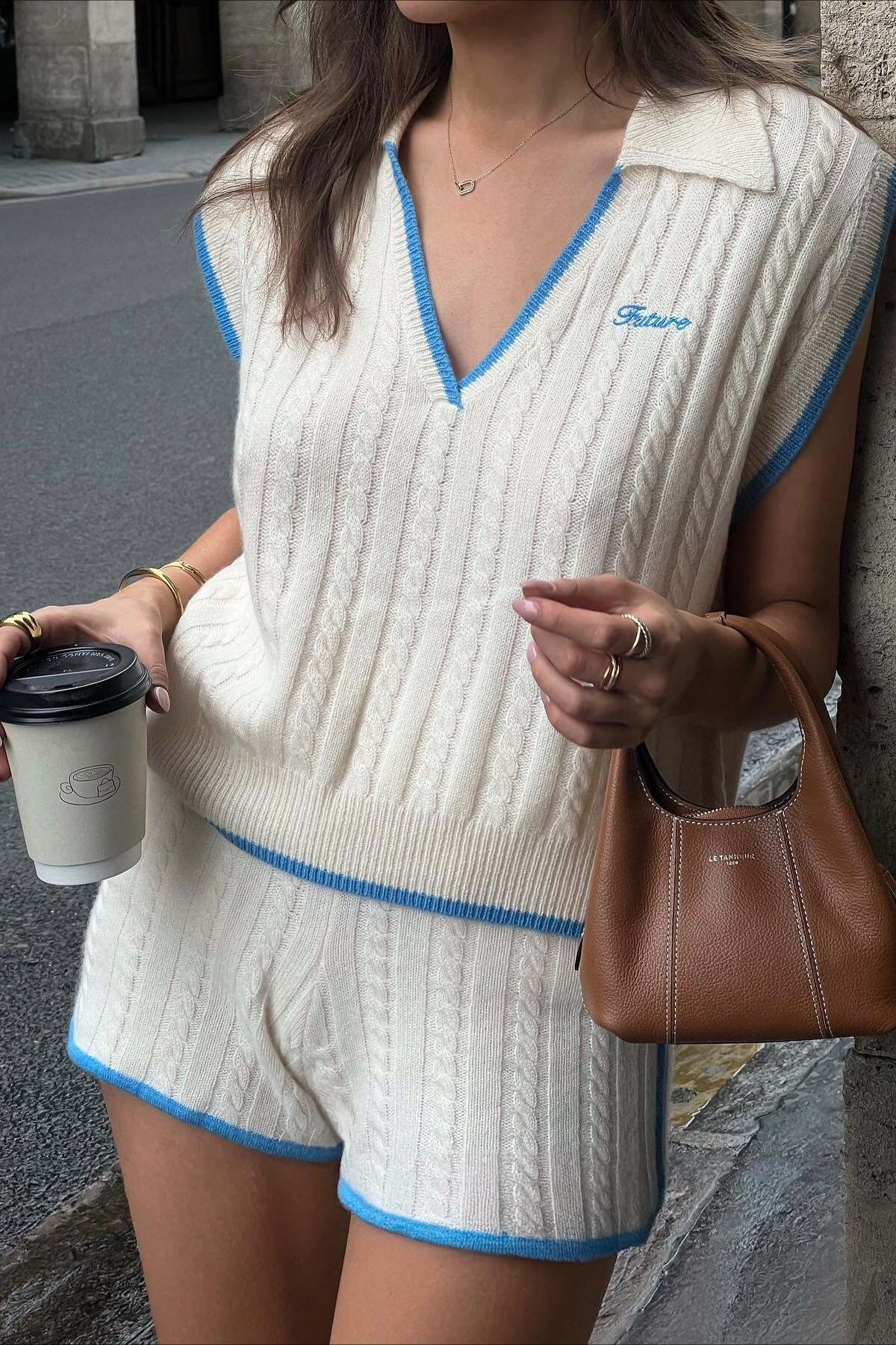 Sleeveless Knit V Neck Color Block Two Piece Set Sleeveless Knit V Neck Color Block Two Piece Set