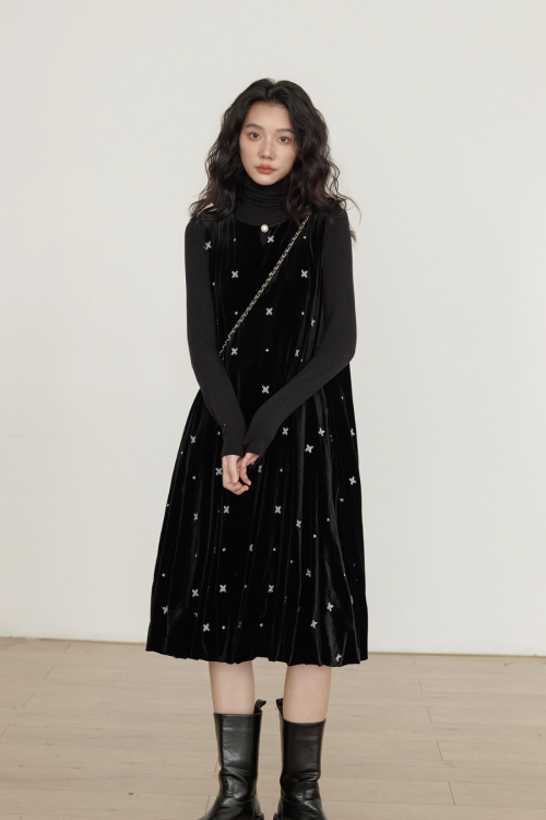 Sleeveless Velour Elegant Dress