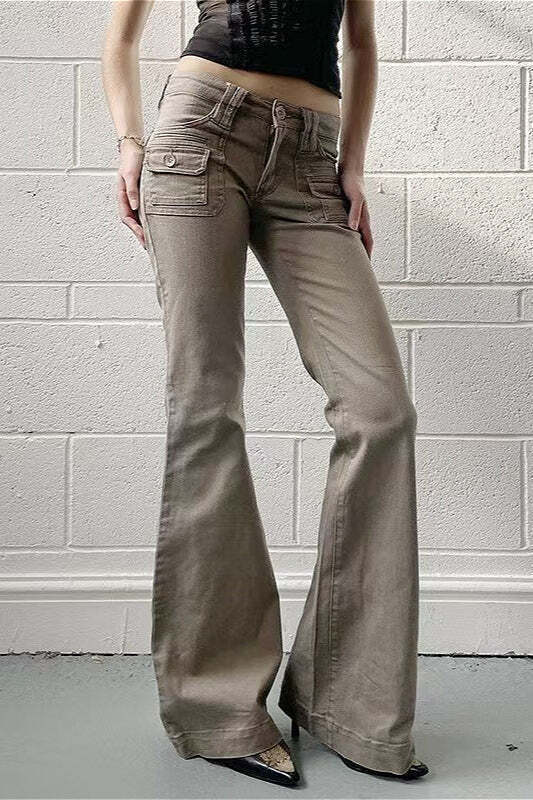 Slight Stretch Low Rise Flare Jeans