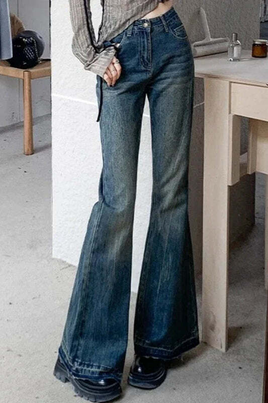 Slim Fit Elastic Bell Bottom Jeans
