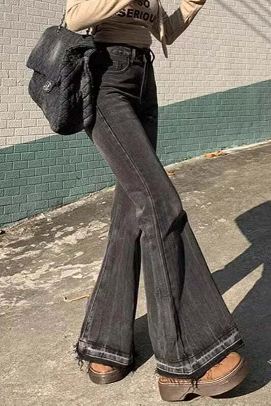 Slim Fit Elastic Bell Bottom Jeans Slim Fit Elastic Bell Bottom Jeans