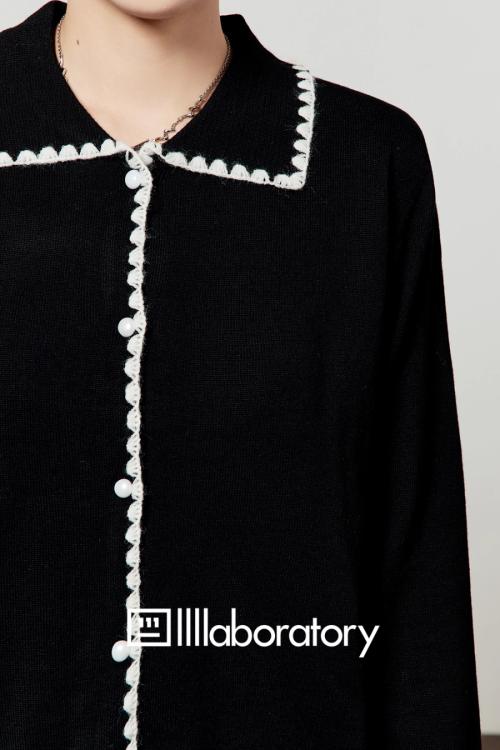 Slim Fit Knit Cardigan / Polka Dot Mini Skirt