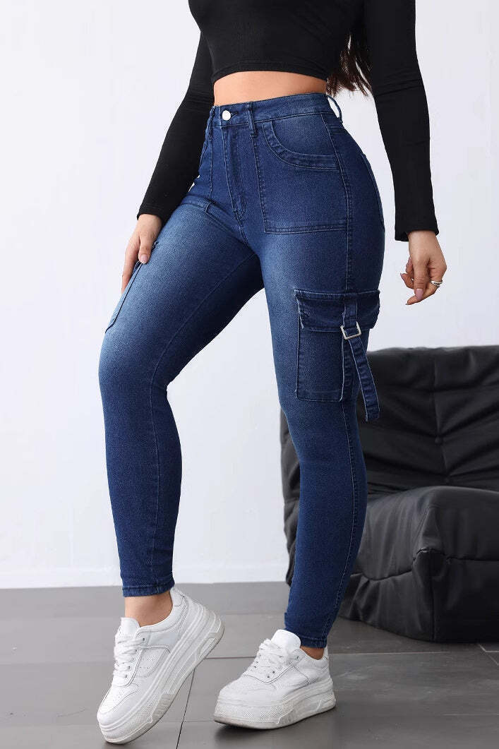 Slim Fit Stretch Flap Cargo Jeans