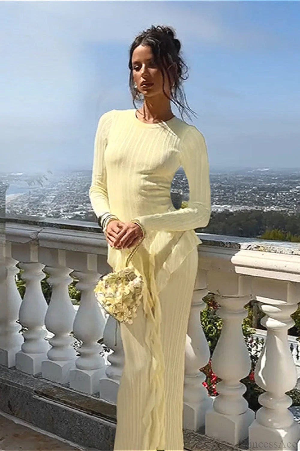 Slim Ruffled Hem Elegant Maxi Dress Slim Ruffled Hem Elegant Maxi Dress