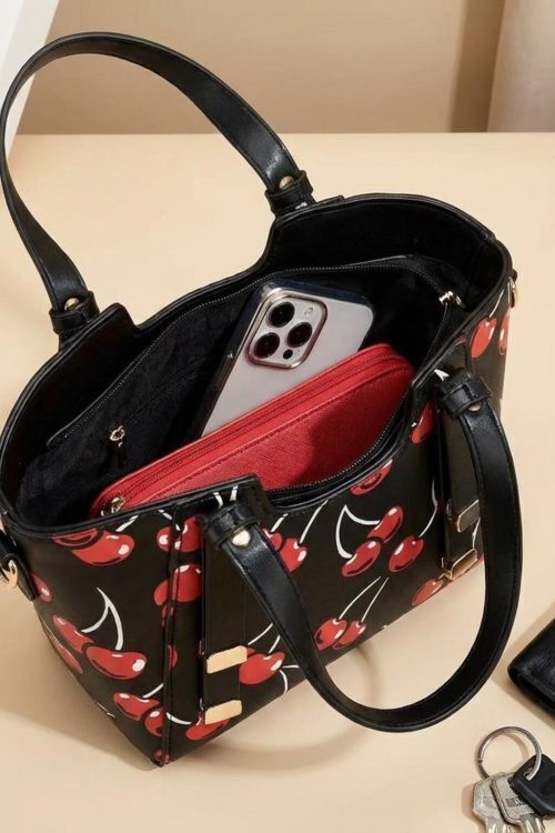 Small Black Cherry Crossbody Bag