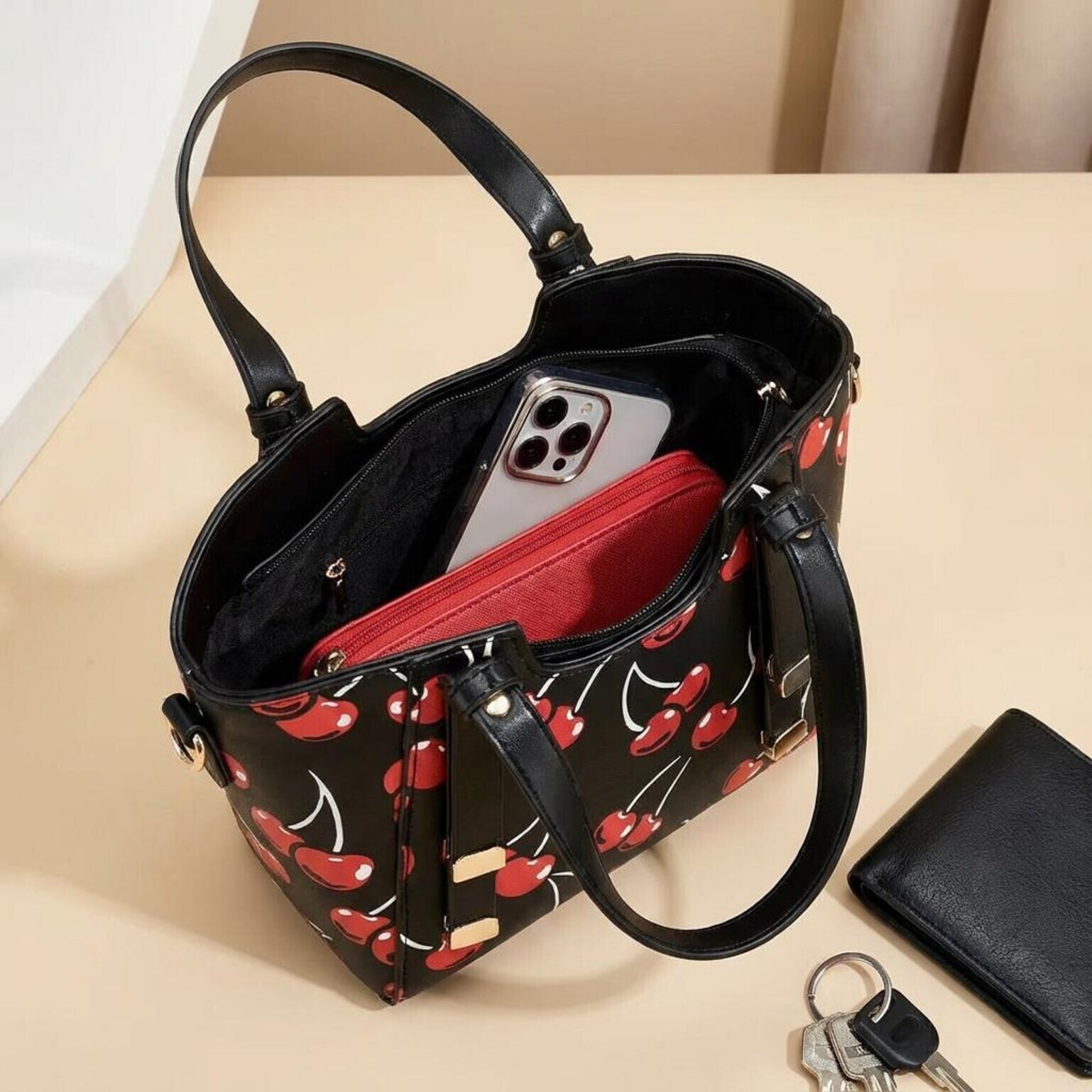 Small Black Cherry Crossbody Bag Small Black Cherry Crossbody Bag