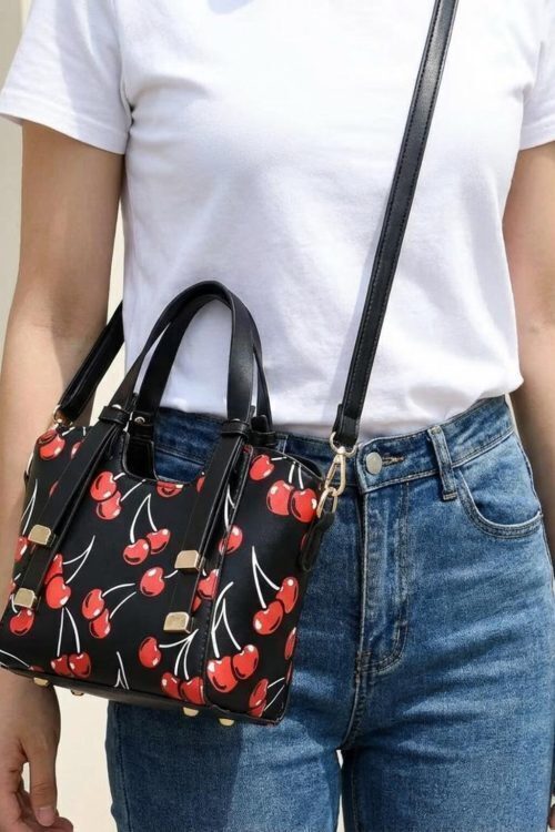 Small Black Cherry Crossbody Bag