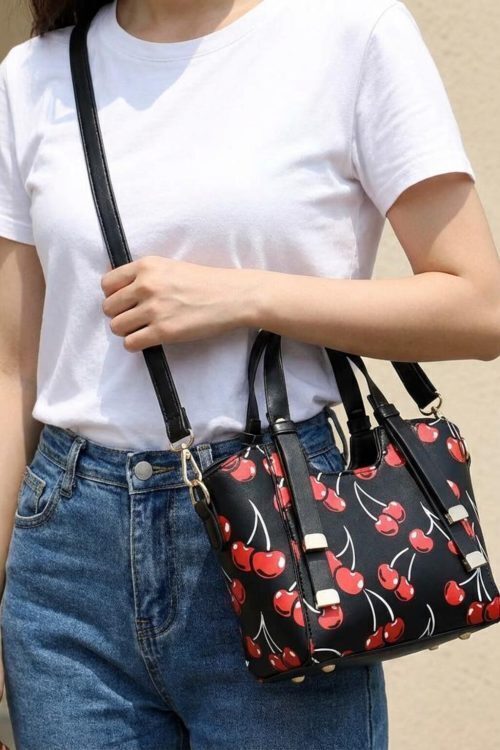 Small Black Cherry Crossbody Bag