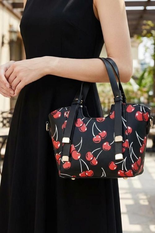 Small Black Cherry Crossbody Bag