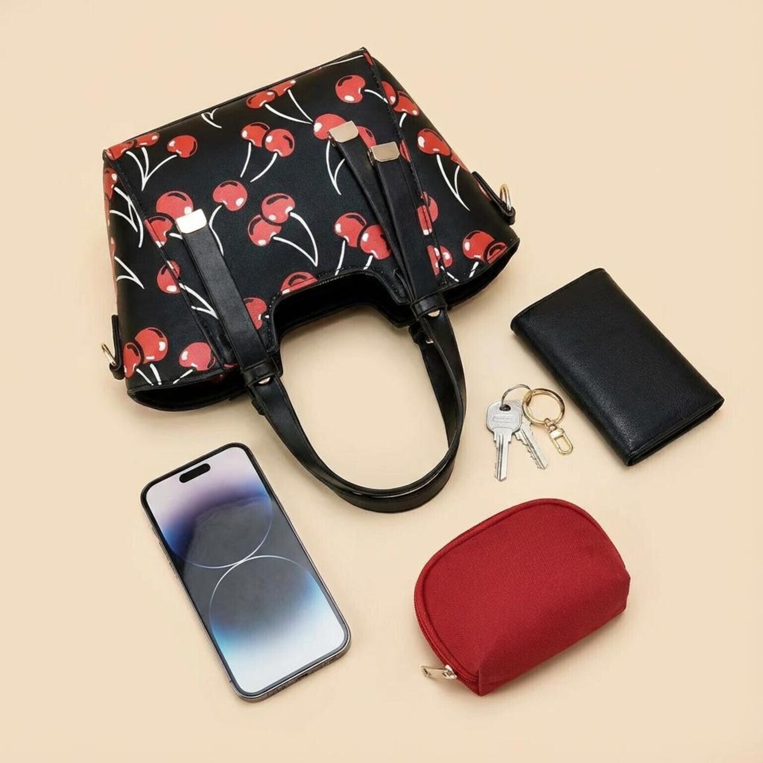 Small Black Cherry Crossbody Bag Small Black Cherry Crossbody Bag