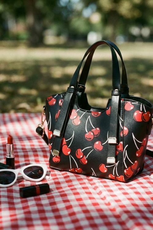 Small Black Cherry Crossbody Bag