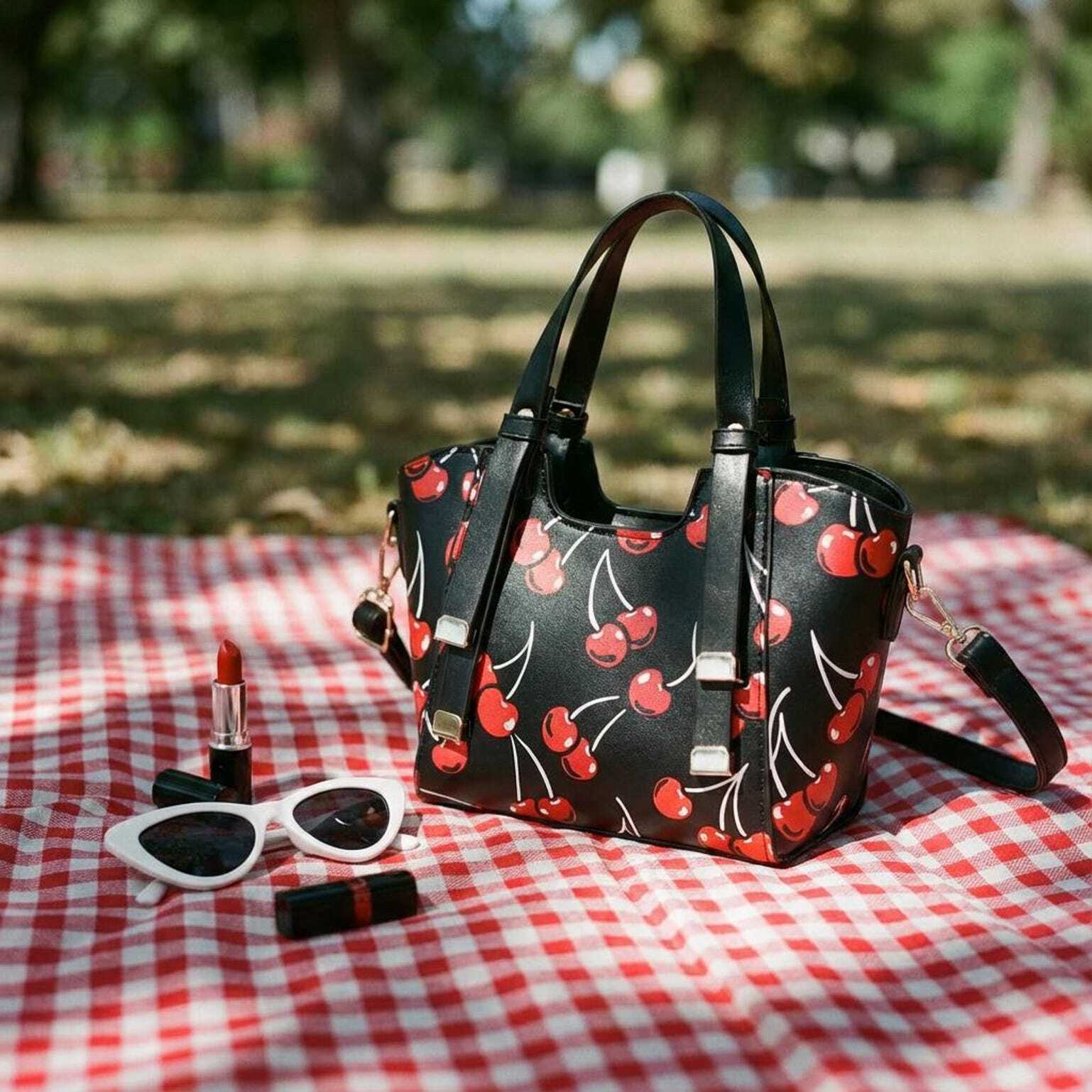 Small Black Cherry Crossbody Bag Small Black Cherry Crossbody Bag