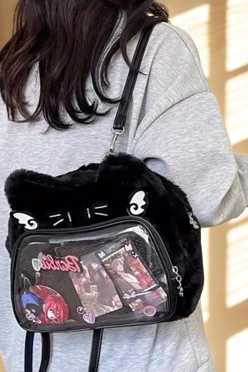Small Black Convertible Ita Bag for Plushies and Pins