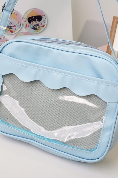 Small Black Convertible Ita Bag with Clear Window for Plushies and Pins