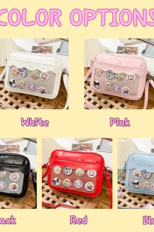 Small Black Convertible Ita Bag with Clear Window for Plushies and Pins