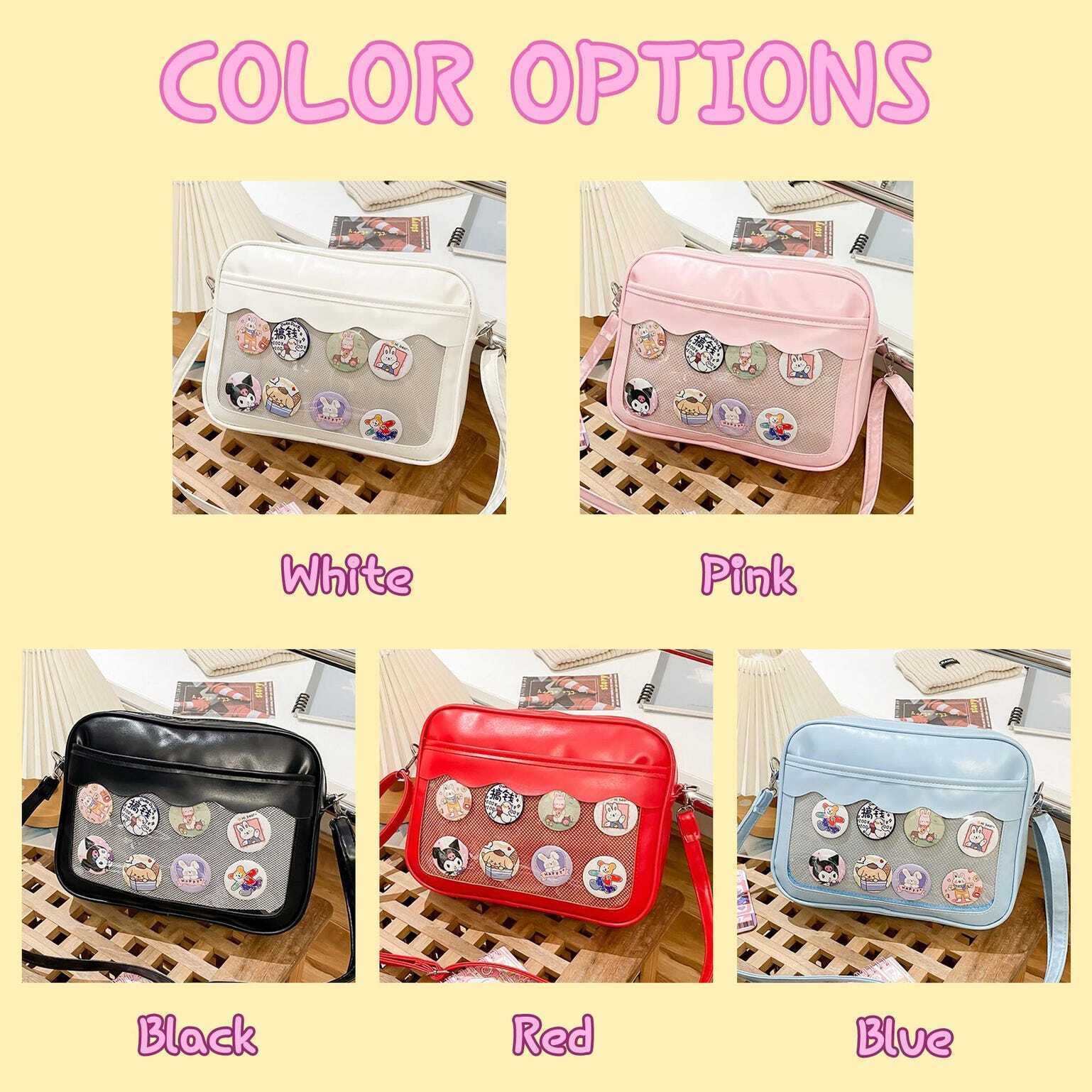 Small Black Convertible Ita Bag with Clear Window for Plushies and Pins Small Black Convertible Ita Bag with Clear Window for Plushies and Pins