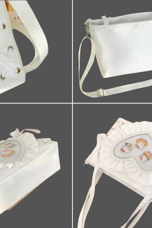 Small Black Lace Heart Ita Messenger Bag for Pin Display