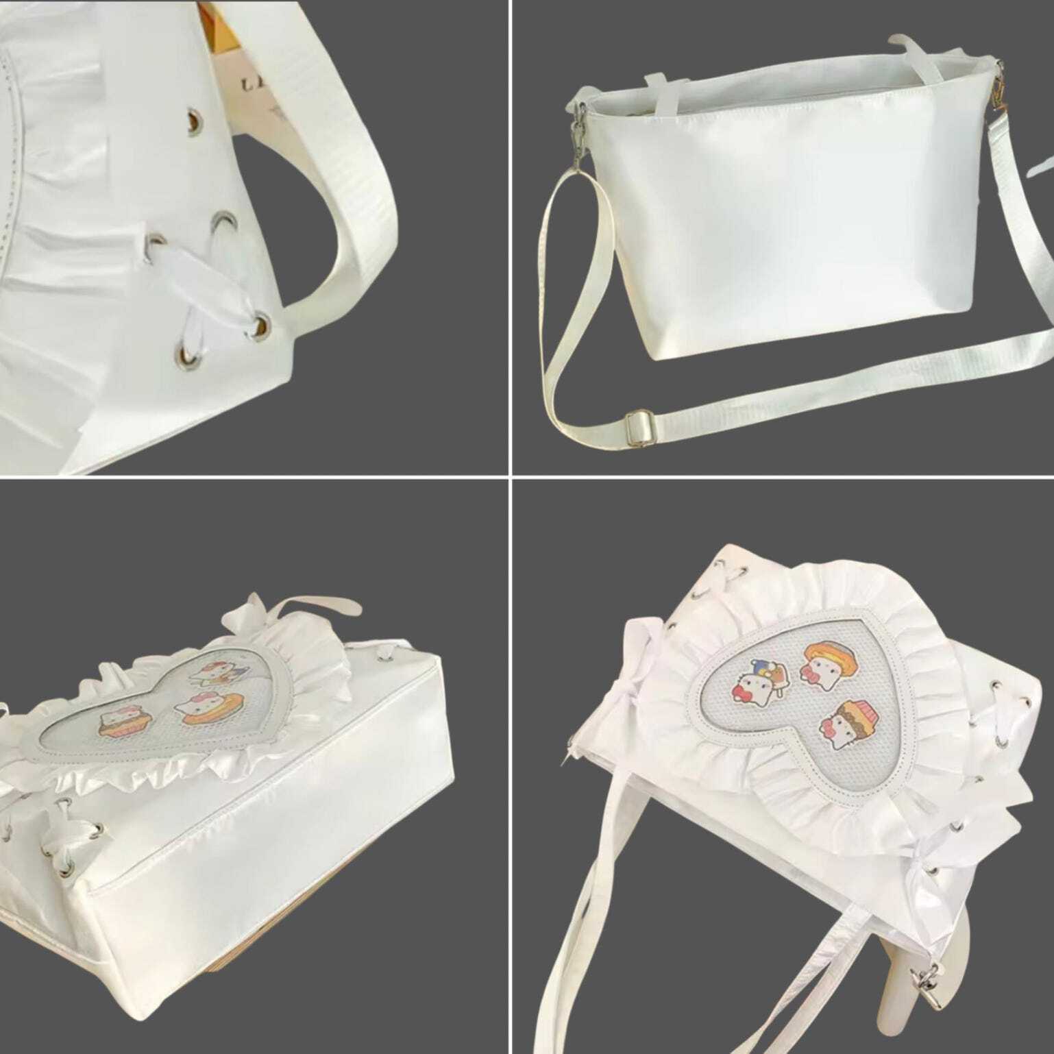 Small Black Lace Heart Ita Messenger Bag for Pin Display Small Black Lace Heart Ita Messenger Bag for Pin Display