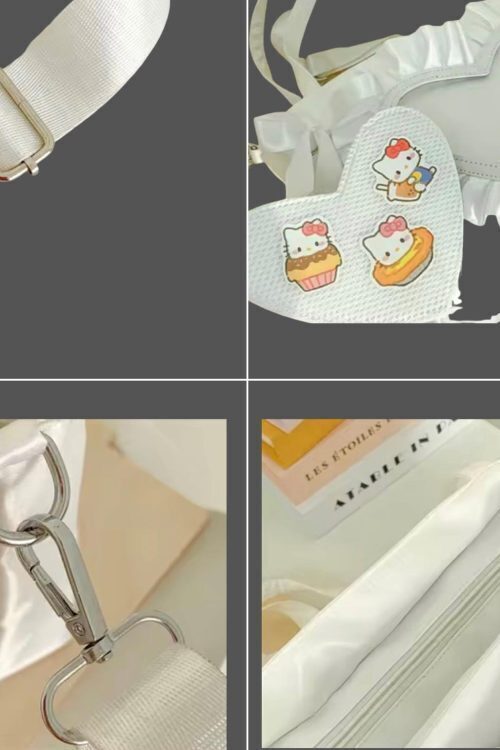 Small Black Lace Heart Ita Messenger Bag for Pin Display