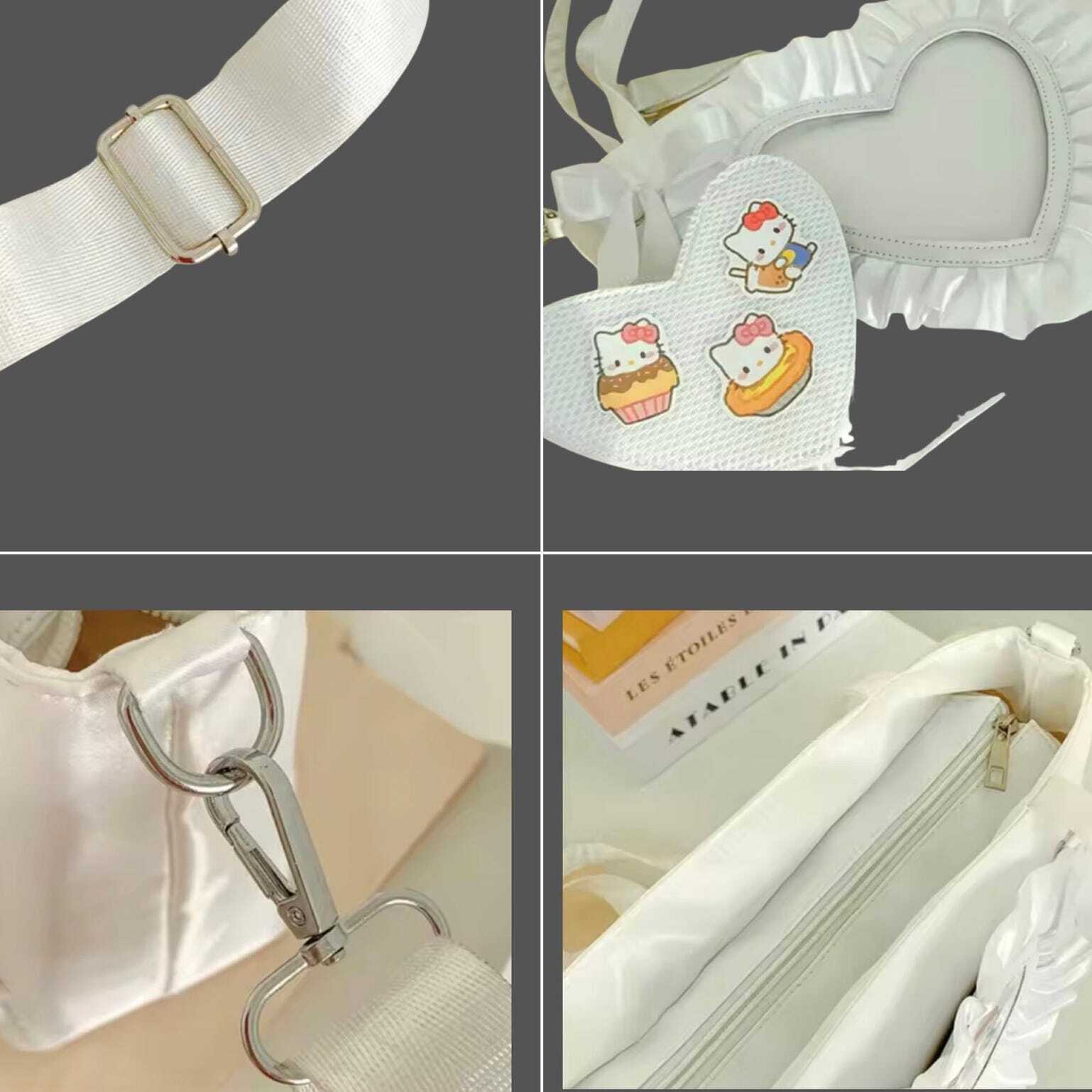 Small Black Lace Heart Ita Messenger Bag for Pin Display Small Black Lace Heart Ita Messenger Bag for Pin Display