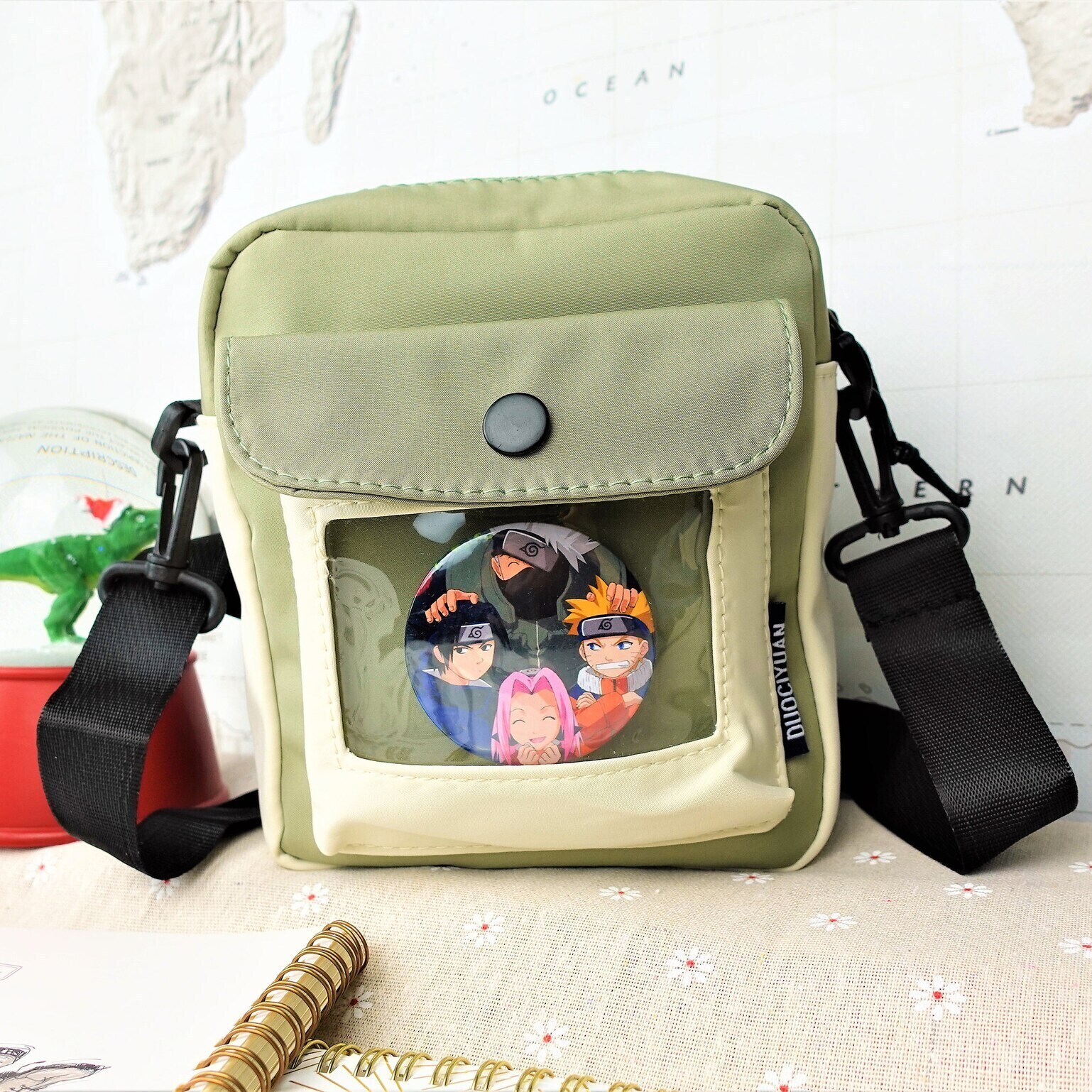 Small Convertible Ita Bag with Clear Window for Pin Display Small Convertible Ita Bag with Clear Window for Pin Display