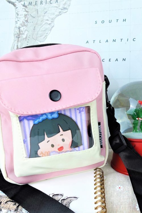 Small Convertible Ita Bag with Clear Window for Pin Display