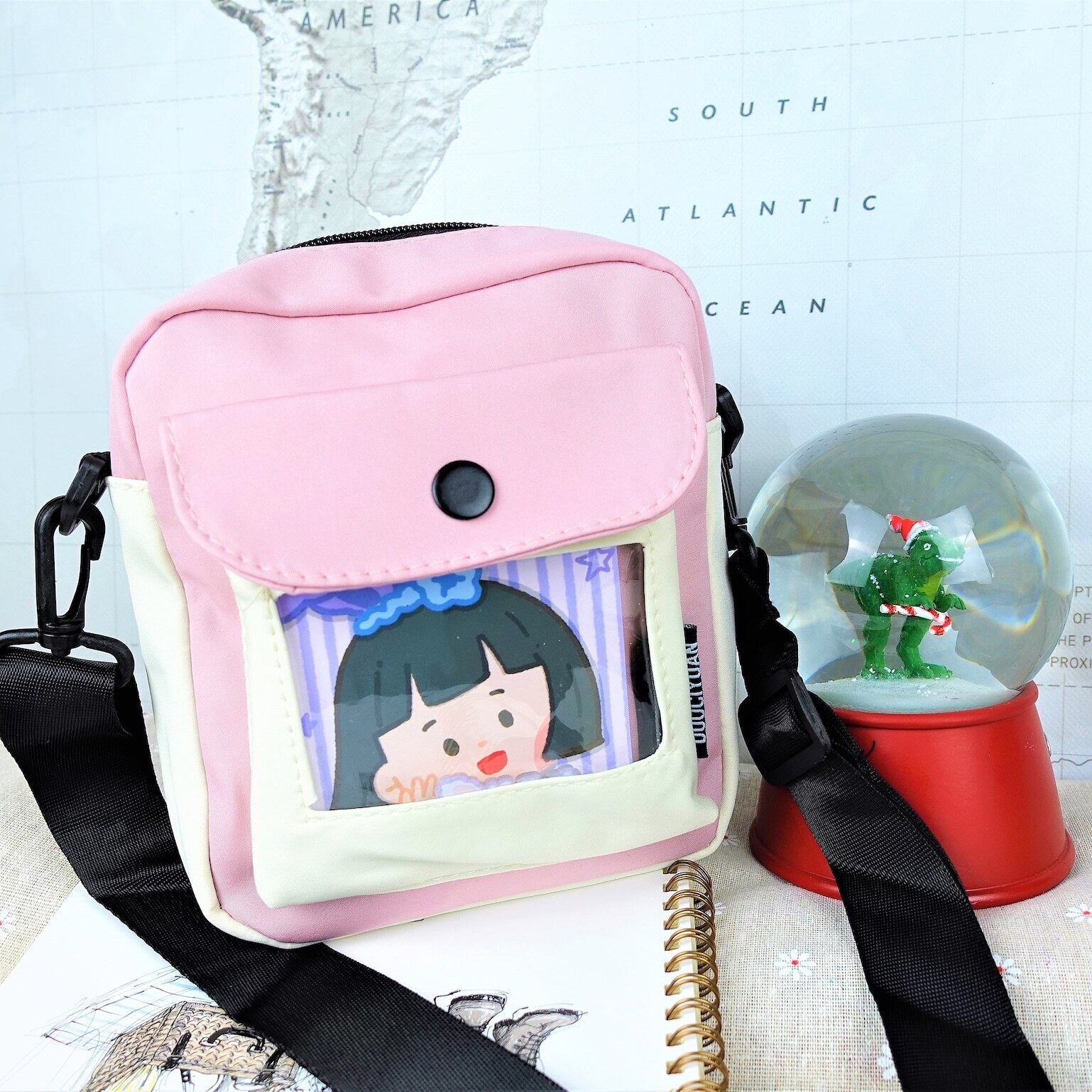 Small Convertible Ita Bag with Clear Window for Pin Display Small Convertible Ita Bag with Clear Window for Pin Display