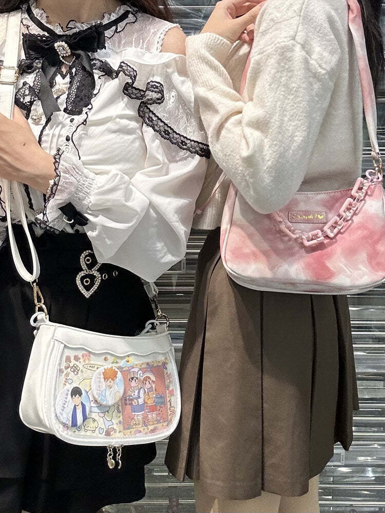 Small Convertible Ita Bag with Clear Window for Pin Display Small Convertible Ita Bag with Clear Window for Pin Display