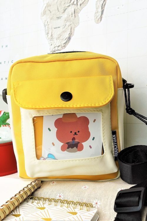 Small Convertible Ita Bag with Clear Window for Pin Display