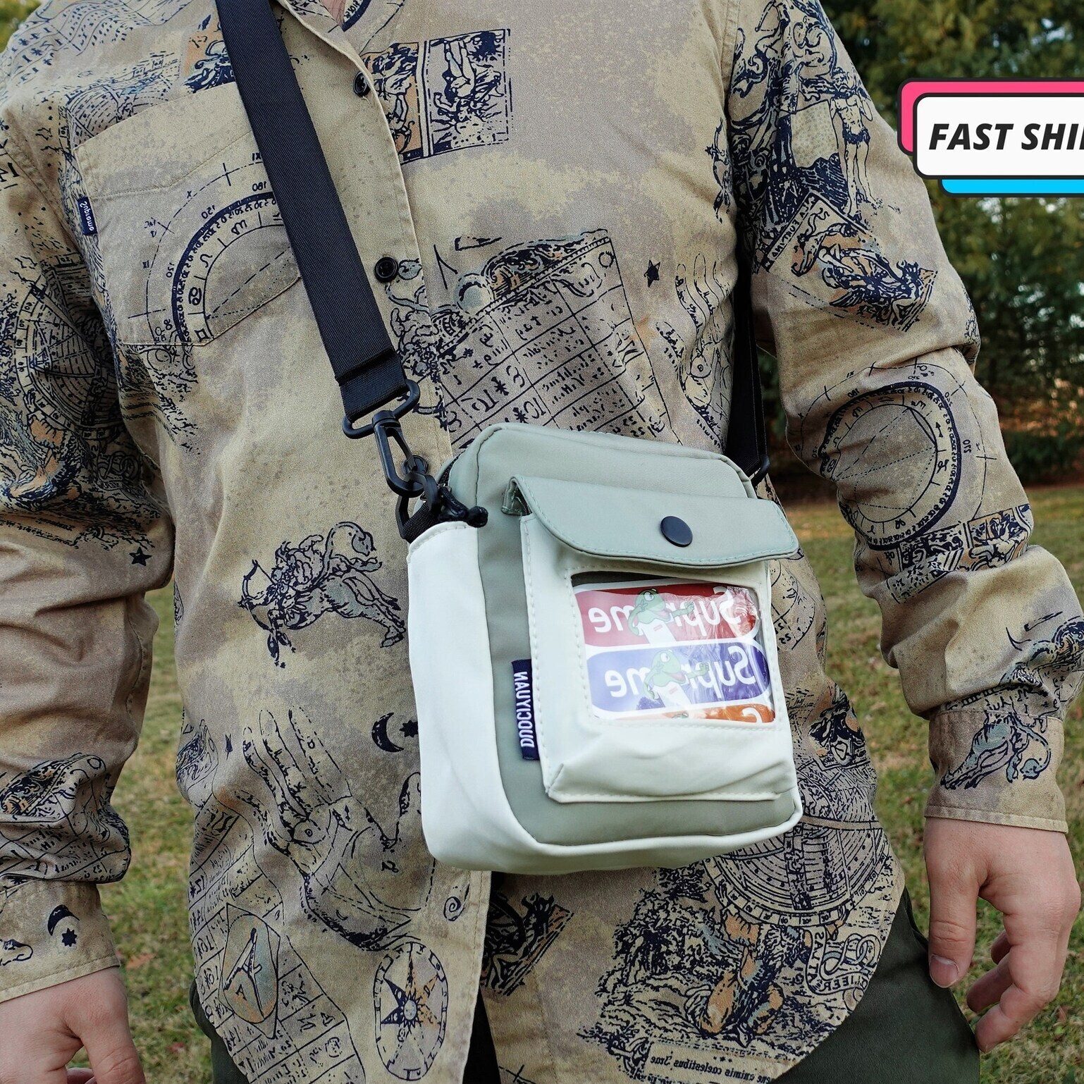 Small Convertible Ita Bag with Clear Window for Pin Display Small Convertible Ita Bag with Clear Window for Pin Display