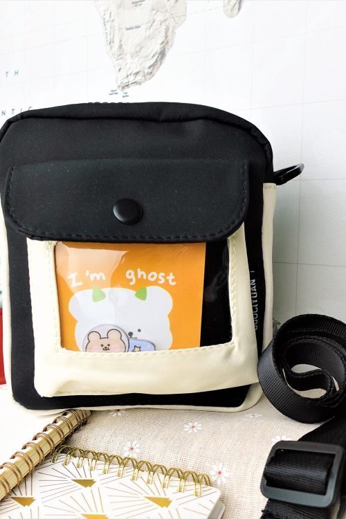 Small Convertible Ita Bag with Clear Window for Pin Display