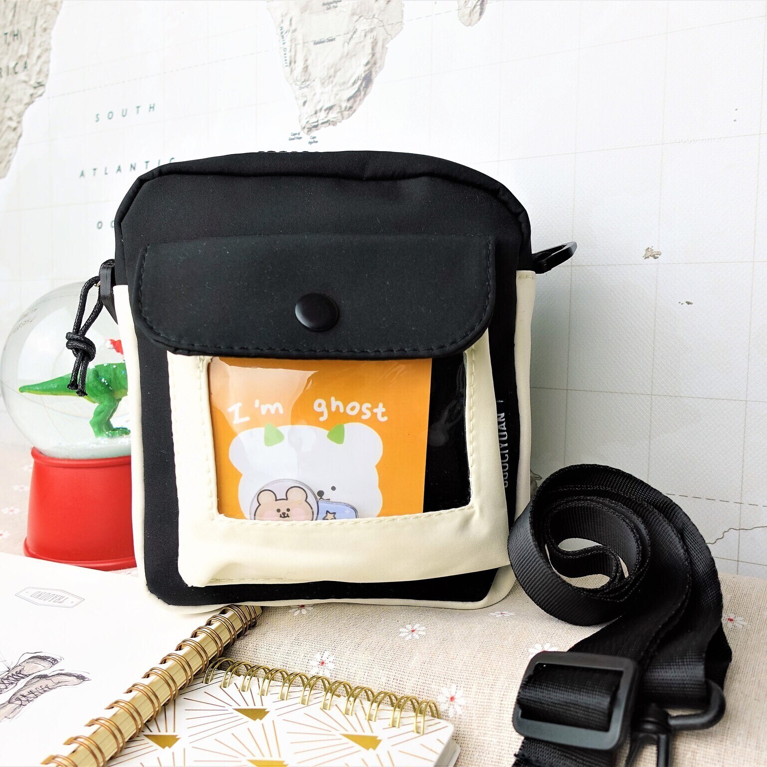 Small Convertible Ita Bag with Clear Window for Pin Display Small Convertible Ita Bag with Clear Window for Pin Display