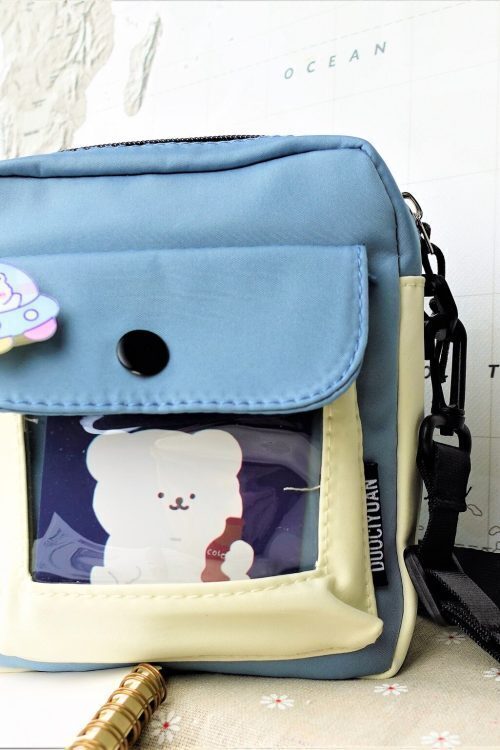 Small Convertible Ita Bag with Clear Window for Pin Display