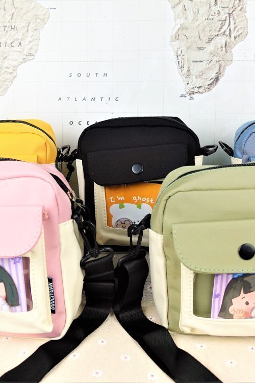 Small Convertible Ita Bag with Clear Window for Pin Display