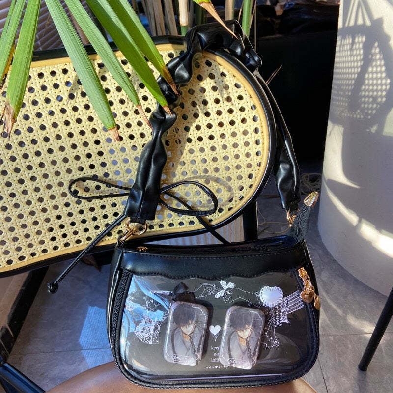 Small Convertible Ita Bag with Clear Window for Pin Display Small Convertible Ita Bag with Clear Window for Pin Display