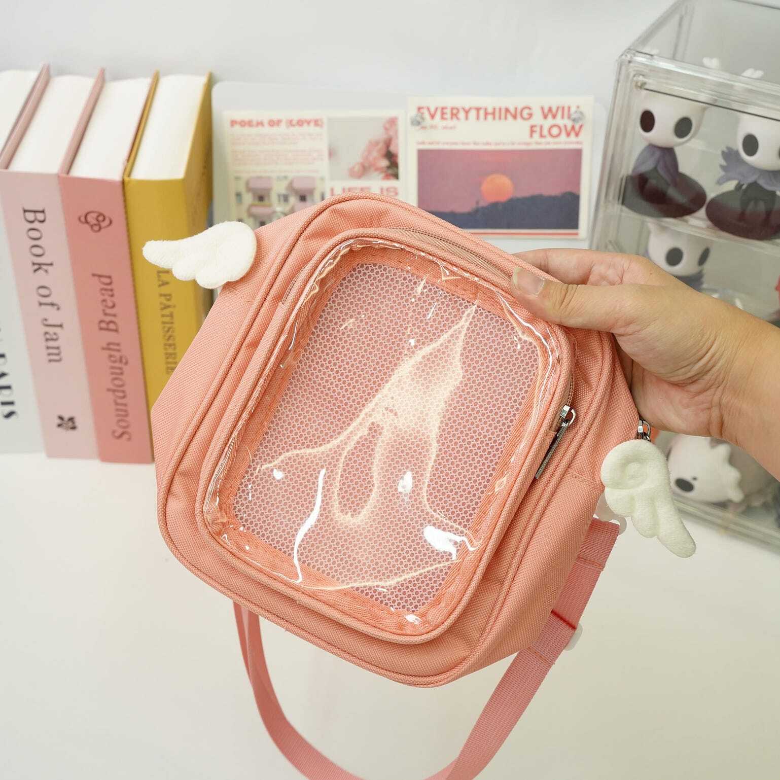 Small Convertible Ita Bag with Clear Window for Plushies and Pins Small Convertible Ita Bag with Clear Window for Plushies and Pins
