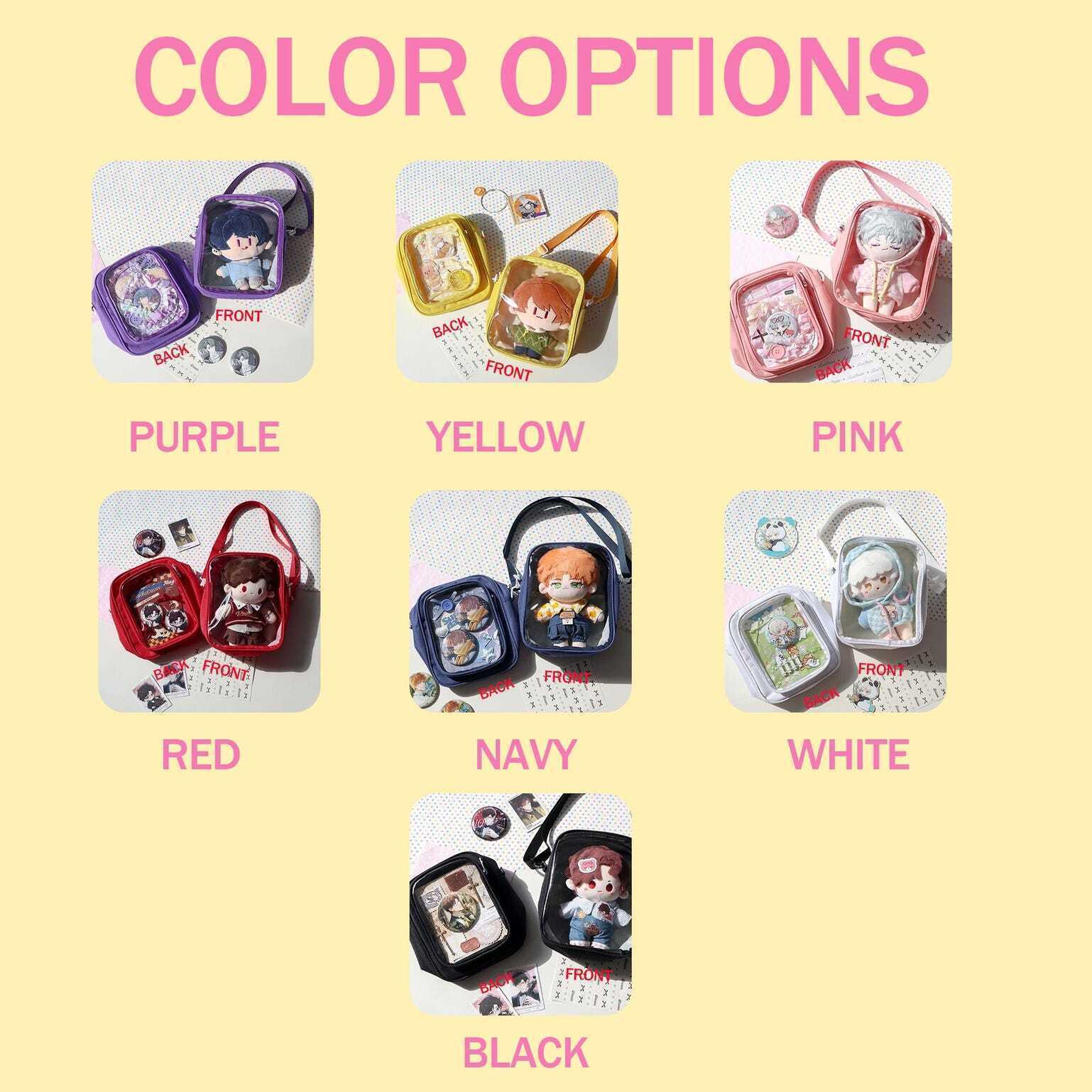 Small Convertible Ita Bag with Clear Window for Plushies and Pins Small Convertible Ita Bag with Clear Window for Plushies and Pins