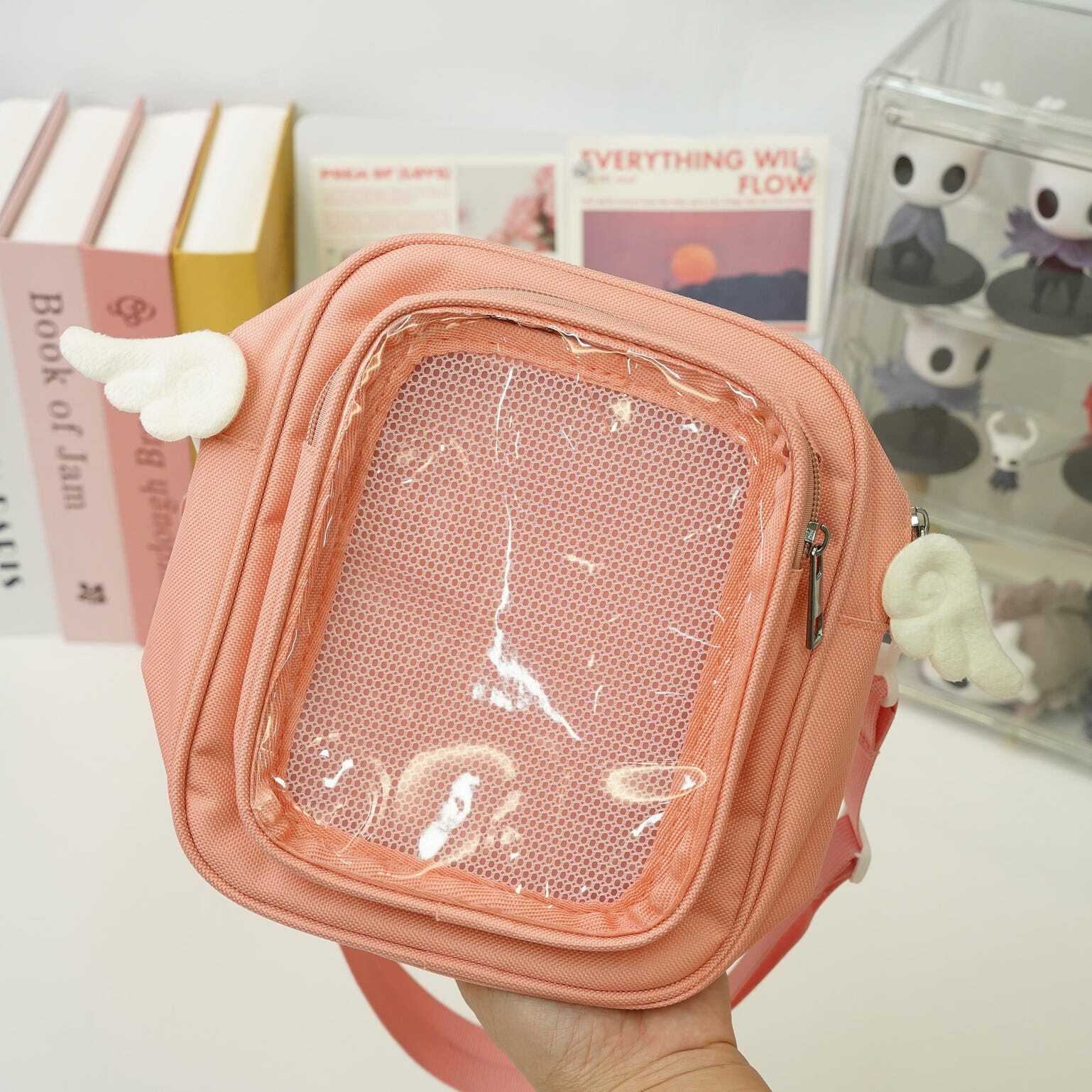 Small Convertible Ita Bag with Clear Window for Plushies and Pins Small Convertible Ita Bag with Clear Window for Plushies and Pins