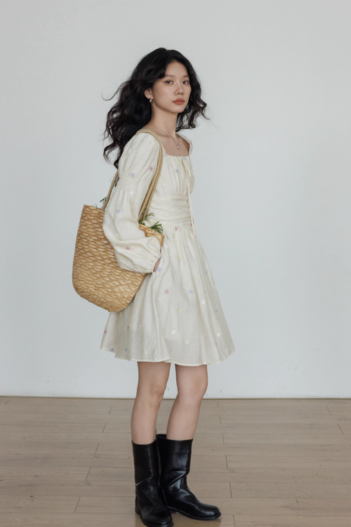 Small Floral Embroidery Dress