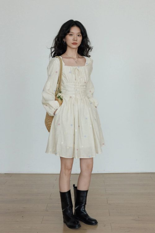 Small Floral Embroidery Dress