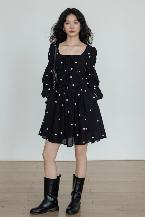 Small Floral Embroidery Dress