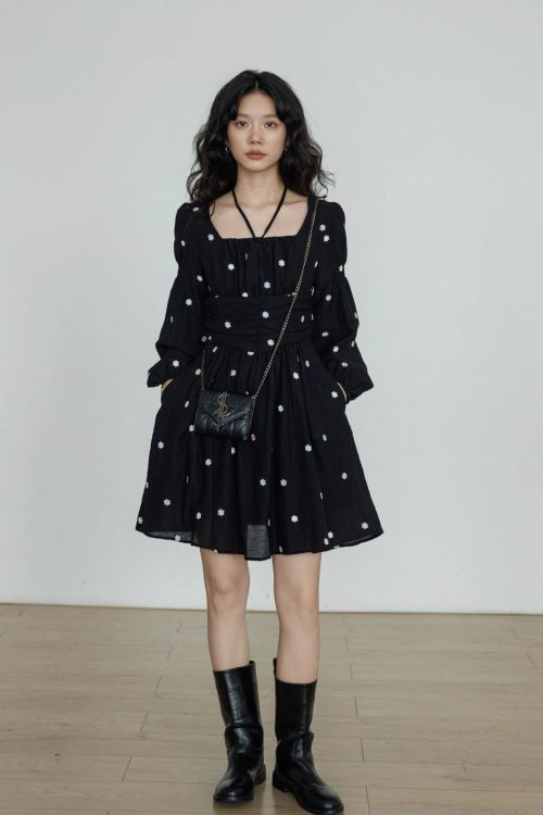 Small Floral Embroidery Dress
