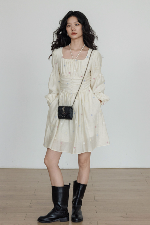 Small Floral Embroidery Dress
