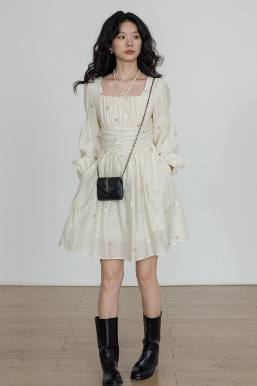 Small Floral Embroidery Dress
