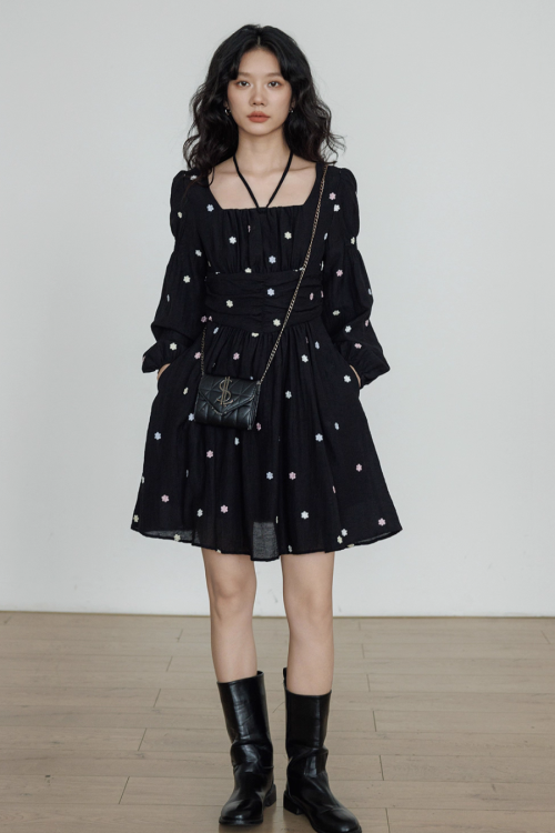 Small Floral Embroidery Dress
