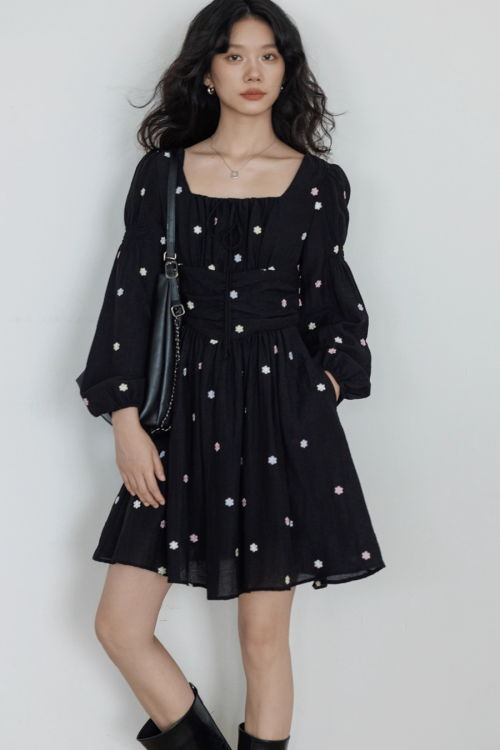 Small Floral Embroidery Dress