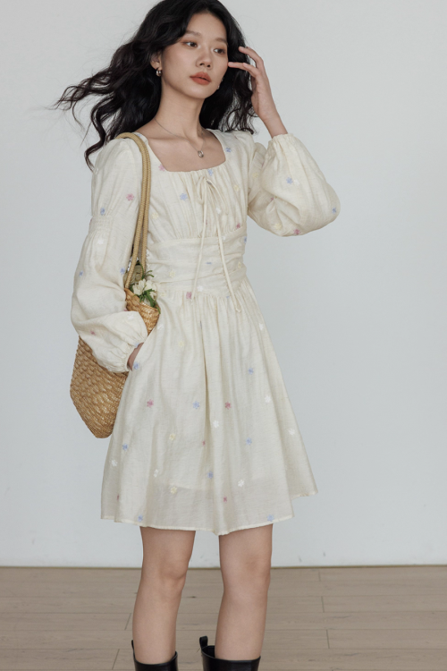 Small Floral Embroidery Dress