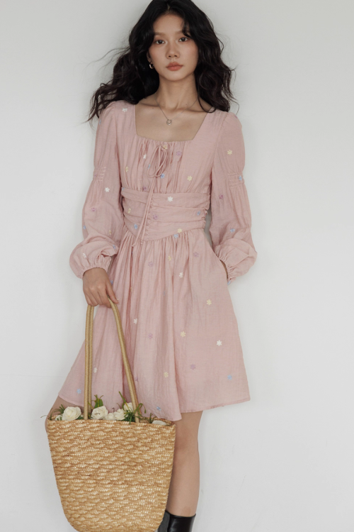Small Floral Embroidery Dress