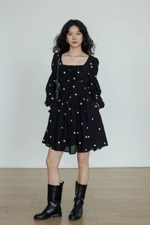 Small Floral Embroidery Dress