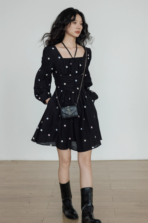 Small Floral Embroidery Dress